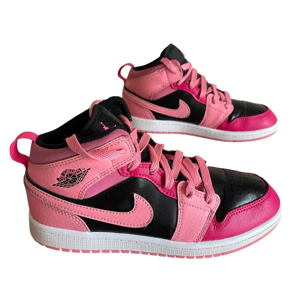 Air Jordan 1 Mid Coral Chalk Kids 3Y Pink Black 640734-662 Sneakers